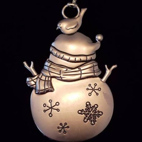 Pewter Snowman Engraved Christmas Ornament - Picture 2 of 3